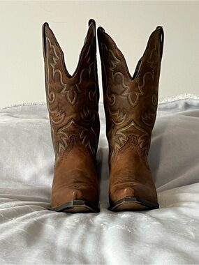 Laredo Brown Leather Western Heeled Boots